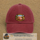 Casquette baseball Rouge délavé - Bordeaux délavé 100% coton avec visuel Pigcity cochon 7 cm - image produit principale
