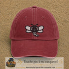 Casquette Rouge délavé - Bordeaux délavé motif Abeille souriante 7 cm - vue principale
