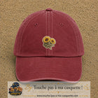 Casquette Rouge délavé - Bordeaux délavé motif Duo de tournesols 5 cm - vue principale