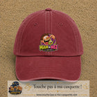 Casquette baseball Rouge délavé - Bordeaux délavé 100% coton avec visuel Miam de nez 7 cm - image produit principale