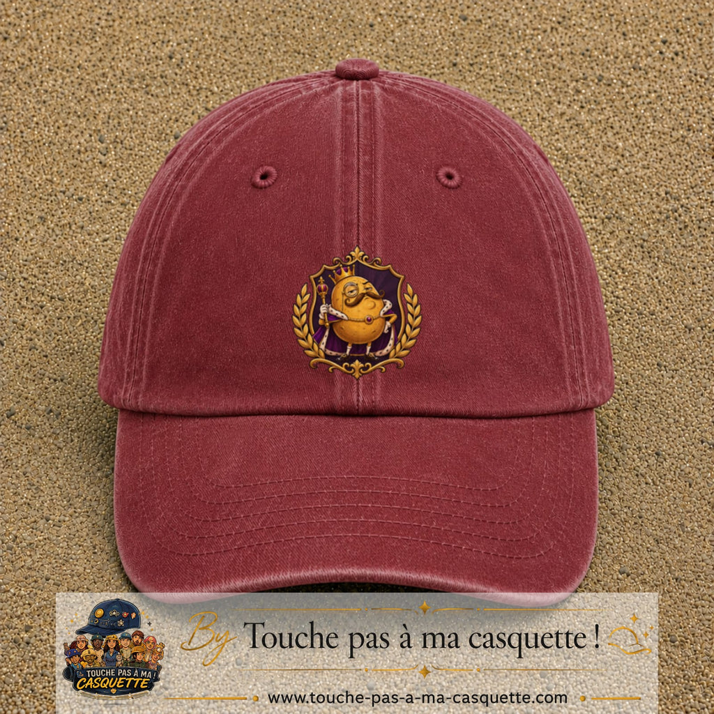 Casquette baseball Rouge délavé - Bordeaux délavé 100% coton avec visuel Patate royale 7 cm - image produit principale