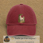 Casquette baseball Rouge délavé - Bordeaux délavé 100% coton avec motif Cheval blanc en forêt 7 cm - image principale
