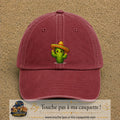 Casquette baseball Rouge délavé - Bordeaux délavé 100% coton avec visuel Cactus sombrero 7 cm - image produit principale