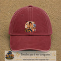 Casquette baseball Rouge délavé - Bordeaux délavé 100% coton avec visuel Maman multitâche 7 cm - image produit principale