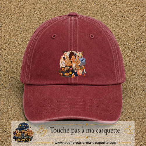 Casquette baseball Rouge délavé - Bordeaux délavé 100% coton avec visuel Maman multitâche 7 cm - image produit principale