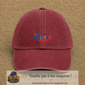 Casquette baseball Rouge délavé - Bordeaux délavé 100% coton avec visuel Prénom Pierre coloré 3 cm - image produit principale