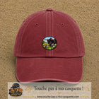 Casquette baseball Rouge délavé - Bordeaux délavé 100% coton avec visuel Chat noir et souris 5 cm - image produit principale