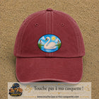 Casquette baseball Rouge délavé - Bordeaux délavé 100% coton avec visuel Cygne sur lac 7 cm - image produit principale