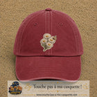 Casquette Rouge délavé - Bordeaux délavé motif Marguerites avec papillon 7 cm - vue principale