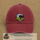 Casquette baseball Rouge délavé - Bordeaux délavé 100% coton avec visuel Chat noir et souris 7 cm - image produit principale