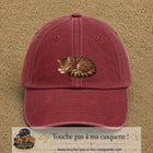 Casquette baseball Rouge délavé - Bordeaux délavé 100% coton avec motif Chat endormi 5 cm - image principale