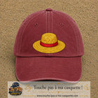 Casquette baseball Rouge délavé - Bordeaux délavé 100% coton avec motif Chapeau de paille 7 cm - image principale