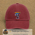 Casquette baseball Rouge délavé - Bordeaux délavé 100% coton avec motif Bonjour Mike 7 cm - image principale