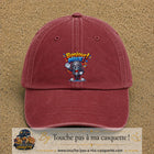 Casquette baseball Rouge délavé - Bordeaux délavé 100% coton avec motif Bonjour Mike 7 cm - image principale