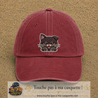 Casquette Rouge délavé - Bordeaux délavé motif Chaton grognon 7 cm - vue principale