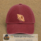 Casquette baseball Rouge délavé - Bordeaux délavé 100% coton avec visuel Coquillage marin 7 cm - image produit principale