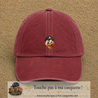 Casquette baseball Rouge délavé - Bordeaux délavé 100% coton avec visuel Canard hip-hop clin d’œil 5 cm - image produit principale