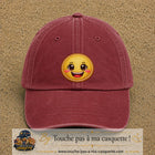 Casquette Rouge délavé - Bordeaux délavé motif Smiley joyeux 7 cm - vue principale