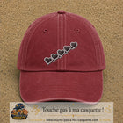 Casquette Rouge délavé - Bordeaux délavé motif Guirlande de cœurs 7 cm - vue principale