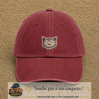 Casquette Rouge délavé - Bordeaux délavé motif Hibou rieur 5 cm - vue principale