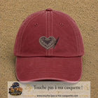 Casquette Rouge délavé - Bordeaux délavé motif Cœur calligraphie 5 cm - vue principale