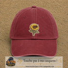 Casquette Rouge délavé - Bordeaux délavé motif Tournesol patch 7 cm - vue principale