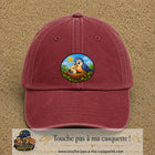 Casquette baseball Rouge délavé - Bordeaux délavé 100% coton avec visuel Oiseaux au nid 7 cm - image produit principale
