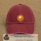Casquette baseball Rouge délavé - Bordeaux délavé 100% coton avec visuel Soleil brillant 7 cm - image produit principale