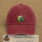 Casquette baseball Rouge délavé - Bordeaux délavé 100% coton avec visuel Colibri tropical 7 cm - image produit principale