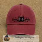 Casquette Rouge délavé - Bordeaux délavé motif Chat Ron Ron 7 cm - vue principale