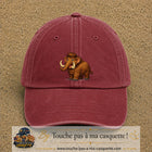 Casquette Rouge délavé - Bordeaux délavé 100% coton avec motif Mammouth cartoon 7 cm - image principale