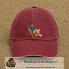 Casquette Rouge délavé - Bordeaux délavé 100% coton avec motif Pause soleil transat 7 cm - image principale