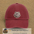 Casquette Rouge délavé - Bordeaux délavé motif Rose grise 7 cm - vue principale