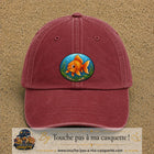 Casquette baseball Rouge délavé - Bordeaux délavé 100% coton avec visuel Poisson rouge ovale 7 cm - image produit principale