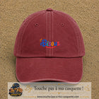 Casquette baseball Rouge délavé - Bordeaux délavé 100% coton avec visuel Bisous coloré 3 cm - image produit principale