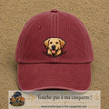 Casquette Rouge délavé - Bordeaux délavé 100% coton avec motif Chien labrador souriant 7 cm - image principale