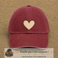 Casquette Rouge délavé - Bordeaux délavé 100% coton avec motif Cœur bohème 7 cm - image principale