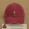 Casquette baseball Rouge délavé - Bordeaux délavé 100% coton avec visuel Cactus squelette 3 cm - image produit principale