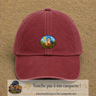 Casquette baseball Rouge délavé - Bordeaux délavé 100% coton avec visuel Oiseaux au nid 5 cm - image produit principale