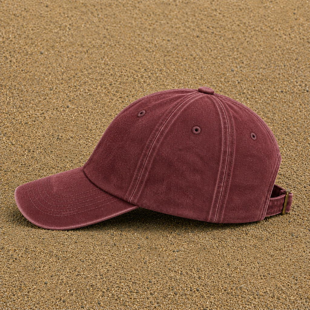 Vue complémentaire casquette Rouge délavé - Bordeaux délavé - motif Cactus du désert