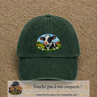 Image principale produit72grosVF - casquette Vert foncé délavé avec visuel Vache paysage 7 cm