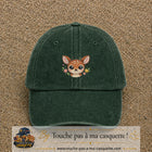 Image principale produit98moyenVF - casquette Vert foncé délavé avec visuel Faon fleuri 5 cm