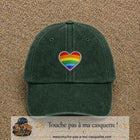 Image principale produit25moyenVF - casquette Vert foncé délavé avec visuel Cœur arc-en-ciel écusson 5 cm