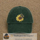 Image principale produit15grosVF - casquette Vert foncé délavé avec visuel Tournesol mandala 7 cm