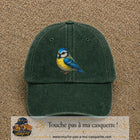 Image principale produit63grosVF - casquette Vert foncé délavé avec visuel Mésange 7 cm