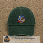 Casquette Vert foncé délavé motif Château médiéval logo 7 cm