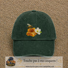 Image principale casquette Vert foncé délavé avec motif Abeille et miel 7 cm