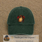 Casquette Vert foncé délavé motif Dragon parchemin logo 7 cm