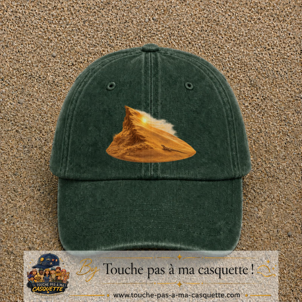 Image principale casquette Vert foncé délavé avec motif Dune du désert 7 cm
