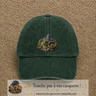 Image principale casquette Vert foncé délavé avec motif Montagne et boussole 7 cm